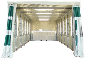 Cabina verniciatura industriale a tunnel con copertura copri scopri estensibile
